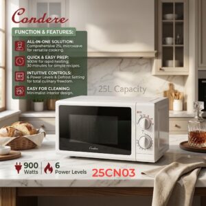 Condere 25L Manual Microwave Oven (Model: 25CN03).