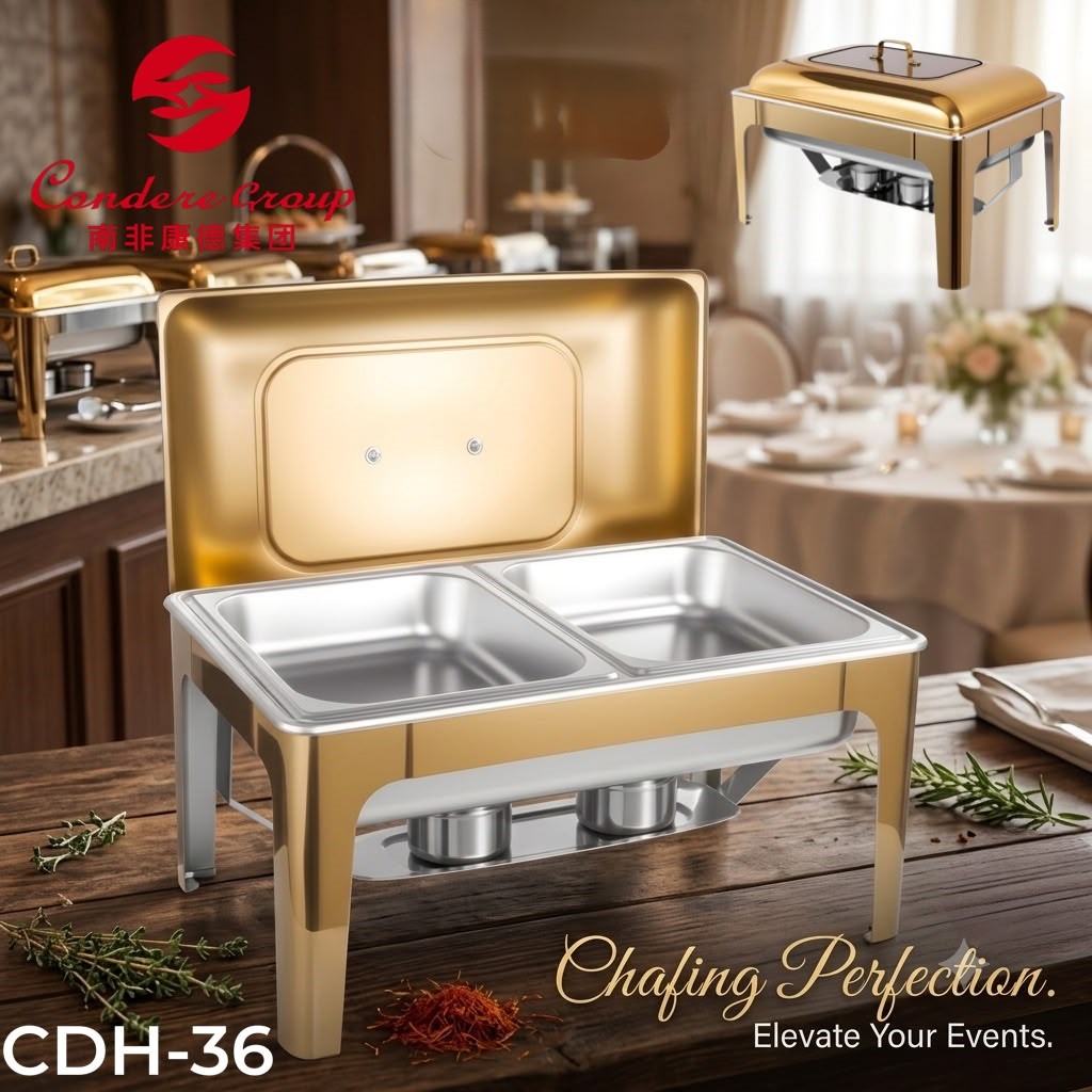 Condere CDH-36 Gold Roll-Top Chafing Dish.