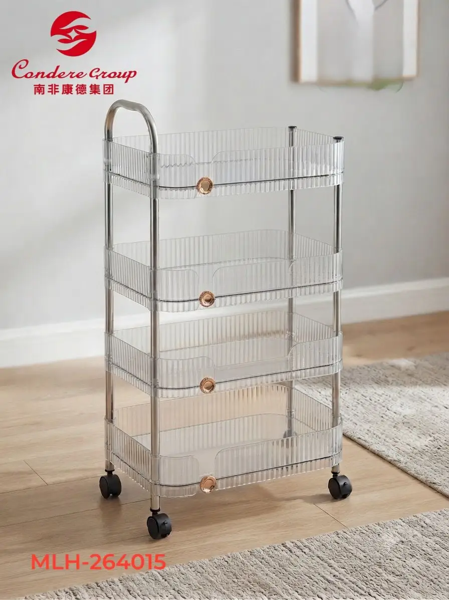 trolley Condere  4-Tier Acrylic Clear Rolling Storage Cart (Model: MLH-264015)