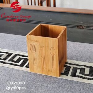 Premium Bamboo Cutlery Holder with Engraved Designs