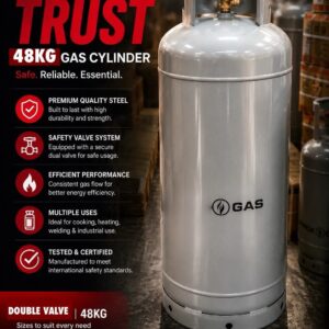 Gas Safy 48kg Steel Gas Cylinder with Double Valve – Empty