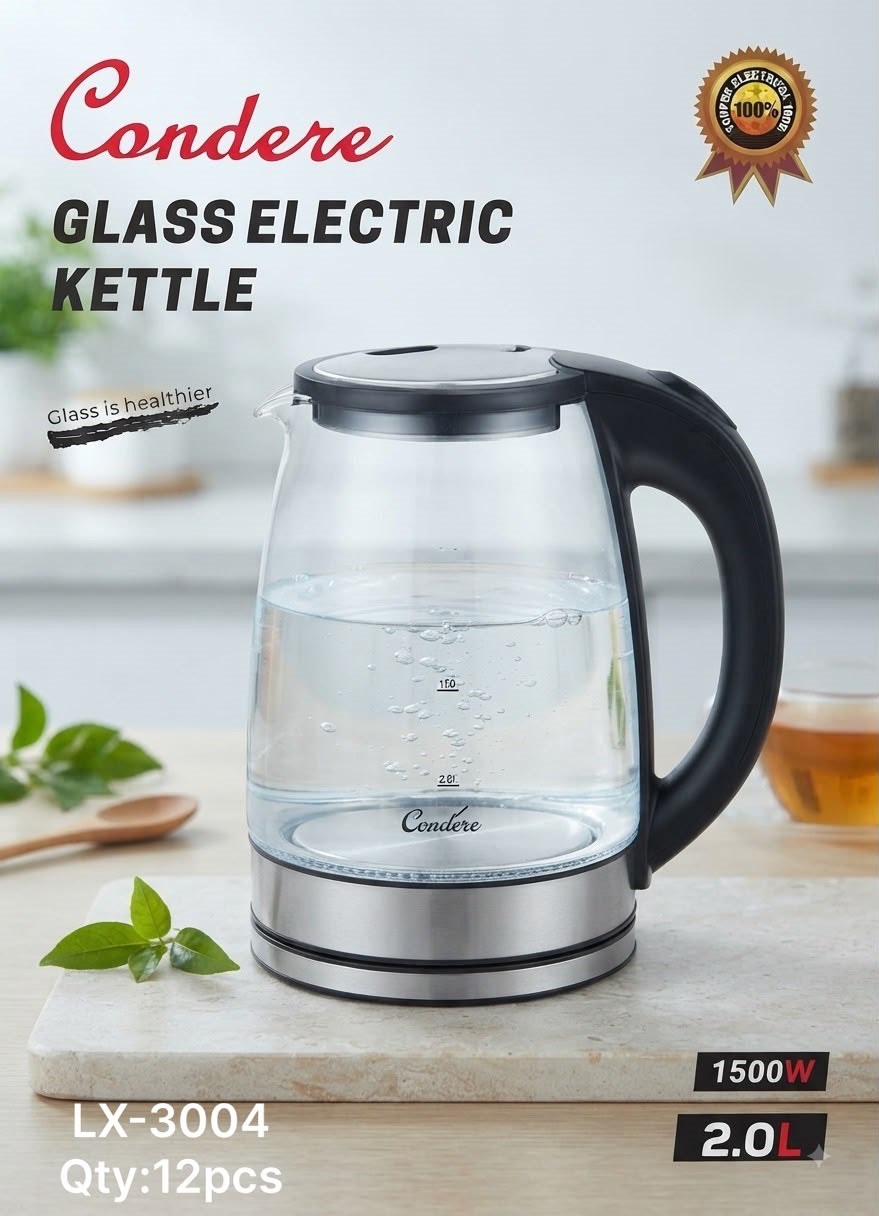Condere 2.0L Glass Electric Kettle (Model: LX-3004)